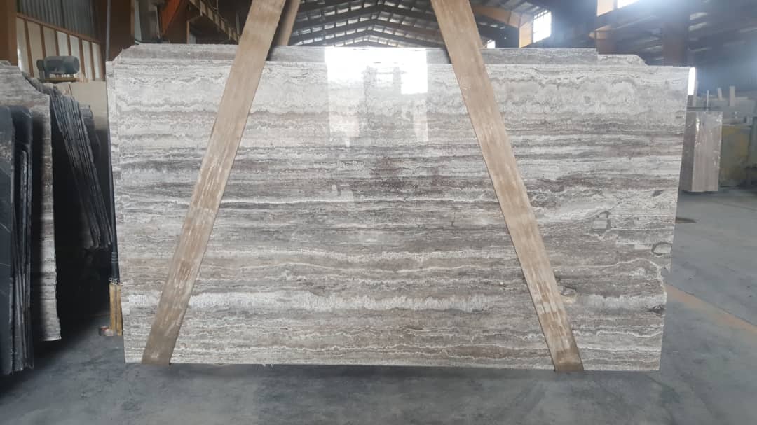 Silver travertine slab